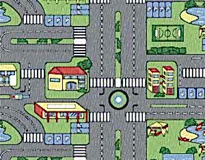 Samur Bukle Çocuk Halısı 1006 Şehir trafik desenli