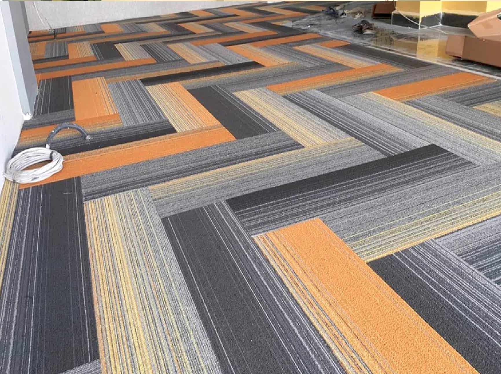 Heartbeat 25x100 karo halı Renkli Karo Halı Turuncu Gri Mavi Kırmızı Karo halı plank halı