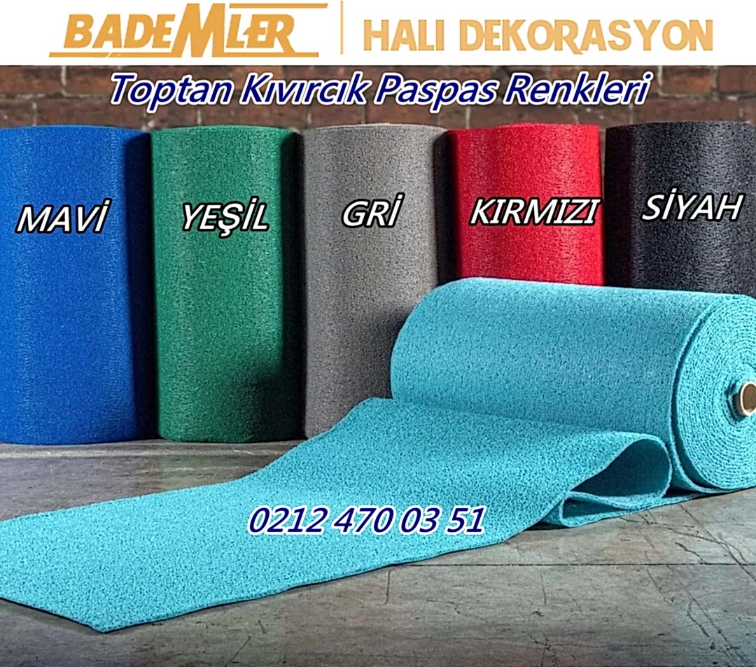 Kıvırcık Paspas Rulo 100 cm Toptan Kıvırcık Paspas Kırmızı Gri Mavi Siyah Renk Kıvırcık Paspas Rulo Kıvırcık Paspas İstoç İstanbul Toptan kaymaz paspas