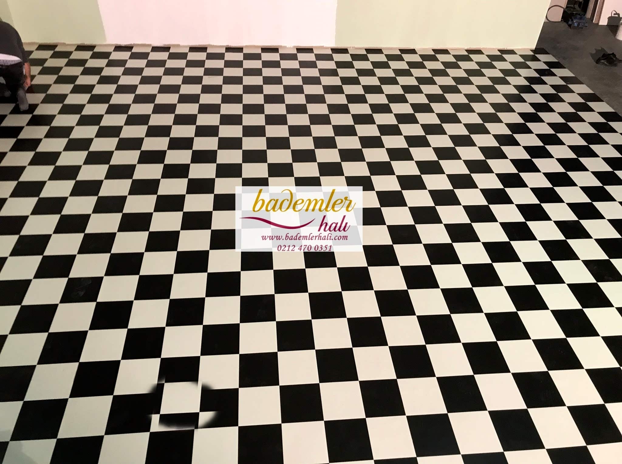 Damalı Mineflo Yer döşeme Dama Desenli Zemin Kaplama Kareli yer döşeme siyah beyaz kareli mineflo yer döşeme pvc damalı mineflo serfloor damalı mineflo