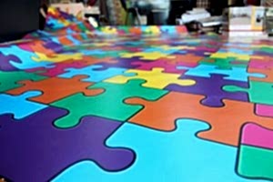 Puzzle Desenli Pvc Yer döşeme Mineflo