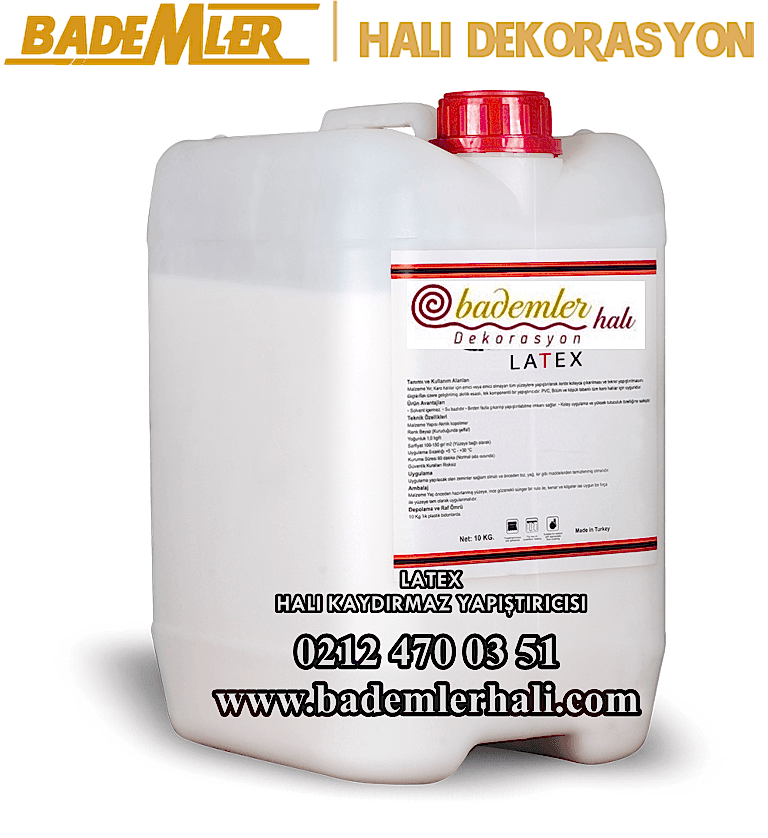 Latex halı yapıştırıcı halı tutkalı halıfleks tutkalı 10LT Latex Karo Halı Tutkalı Su Bazlı Duvardan duvara halı tutkalı Cami Halı Yapıştırıcısı 10LT Latex