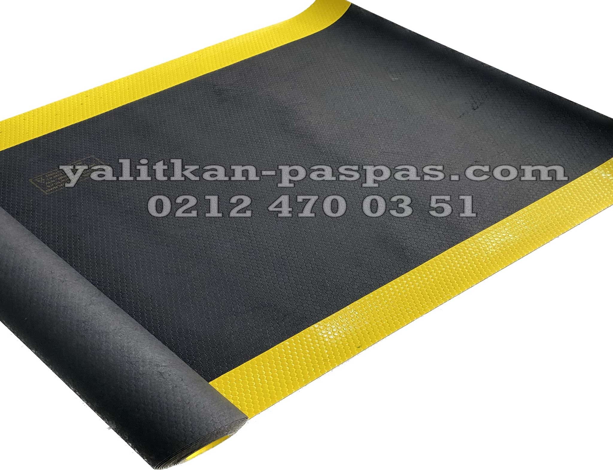 İzole Halı Siyah Sarı ikaz şeritli