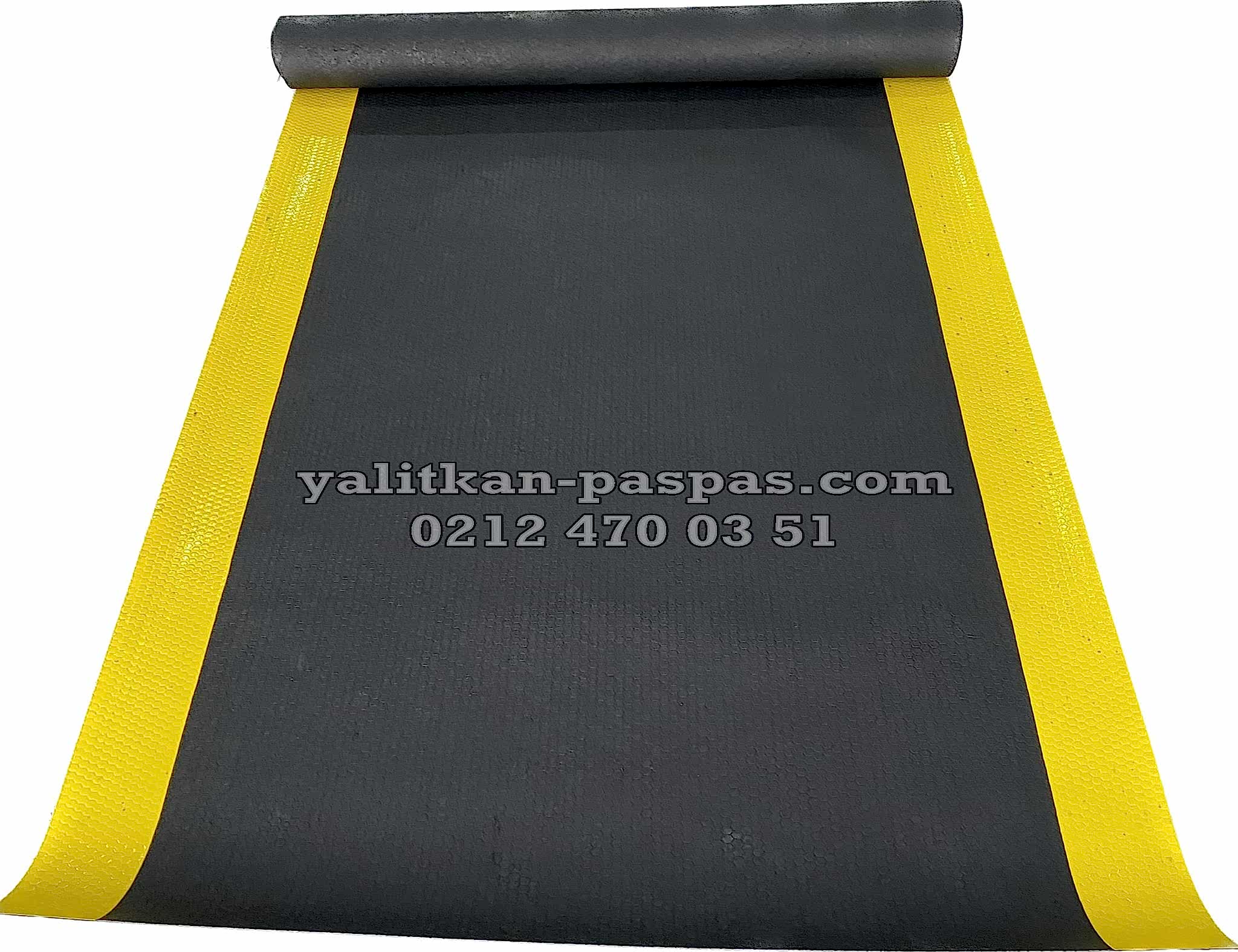 İzole Halı Siyah Sarı ikaz şeritli